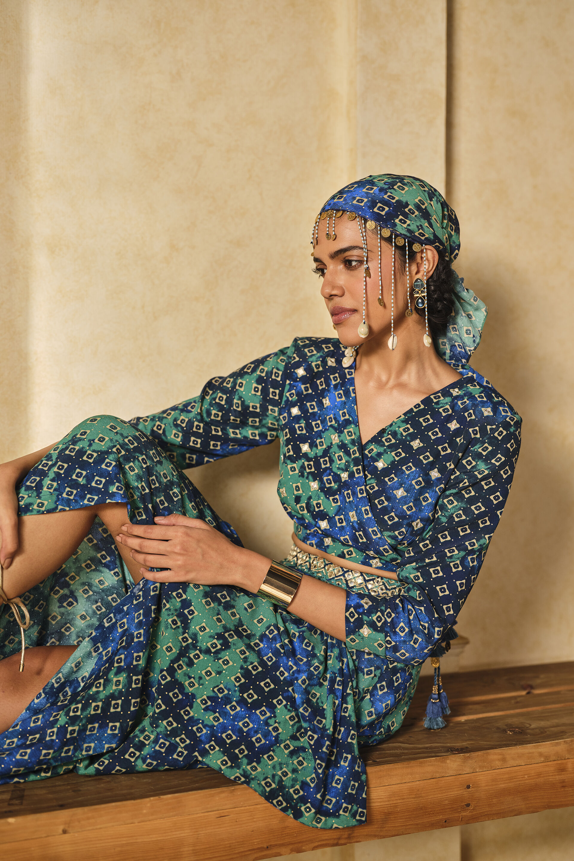 Blue Reef Top and Pleated Skirt Set, Blue, image 13